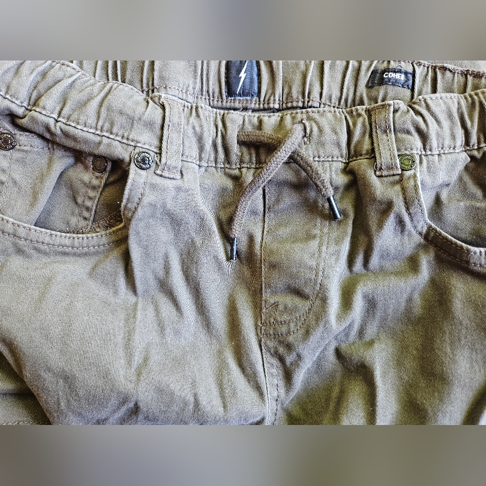 Casual Olive Green Drawstring Pants